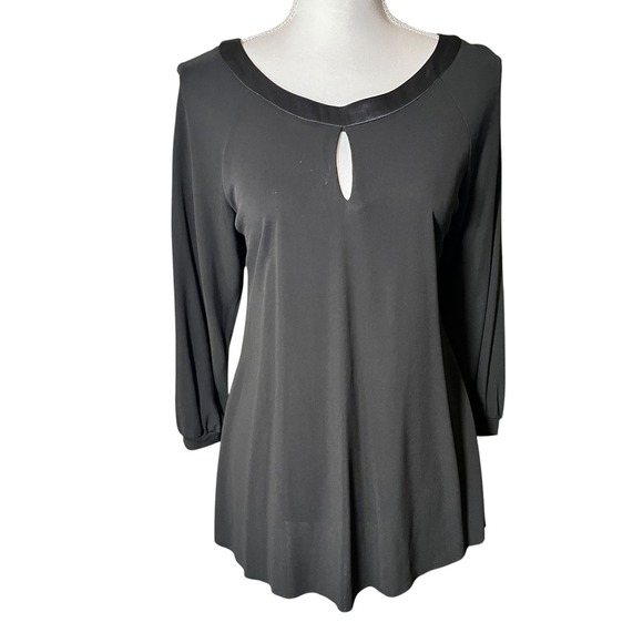 Graham & Spencer Tops - Graham & Spencer Black‎ Keyhole Cutout Open Back Blouse Silk Trim Size Medium M